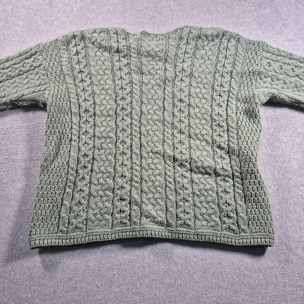 Aran Crafts Irish Merino Wool Cable Knit Cardigan Sweater Green Women's XL - Picture 7 of 7